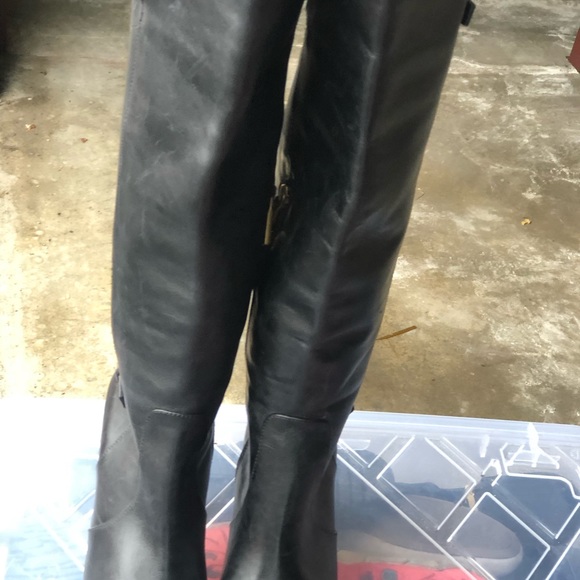 RLL Philena Black Leather Knee High 1/4 Zip Heel Boots Size 8B - Picture 2 of 15